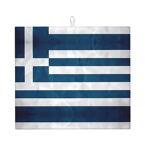 Abtropfmatte mit griechischer Flagge, wasserabsorbierend, schnell trocknend, rutschfest, geeignet für Geschirr, einfach zu lagern und zu reinigen. von yuangjhop