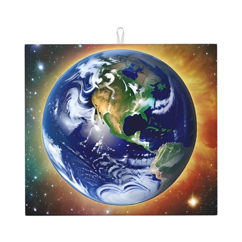 Cosmic Earth Abtropfmatte für Küche Wasserabsorbierend, schnell trocknend, rutschfest, geeignet für Geschirr, einfach zu lagern und zu reinigen. von yuangjhop