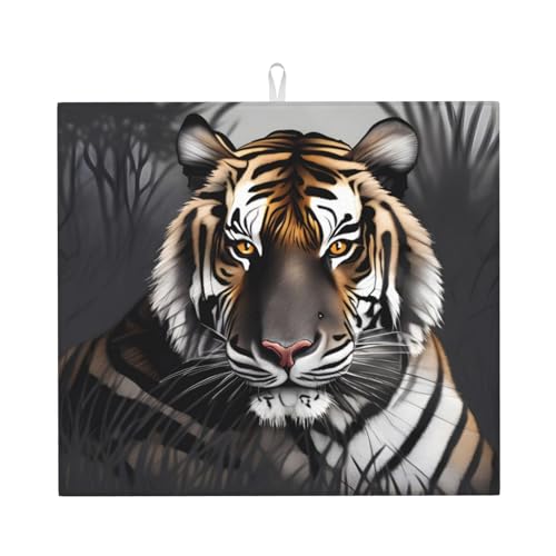 Tiger At Rest Abtropfmatte für Küche Wasserabsorbierend, schnell trocknend, rutschfest, geeignet für Geschirr, einfach zu lagern und zu reinigen. von yuangjhop