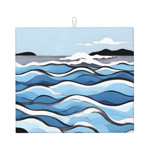 Waves Lapping At The Rocks Abtropfmatte für Küche Wasserabsorbierend, schnell trocknend, rutschfest, geeignet für Geschirr, einfach zu lagern und zu reinigen. von yuangjhop