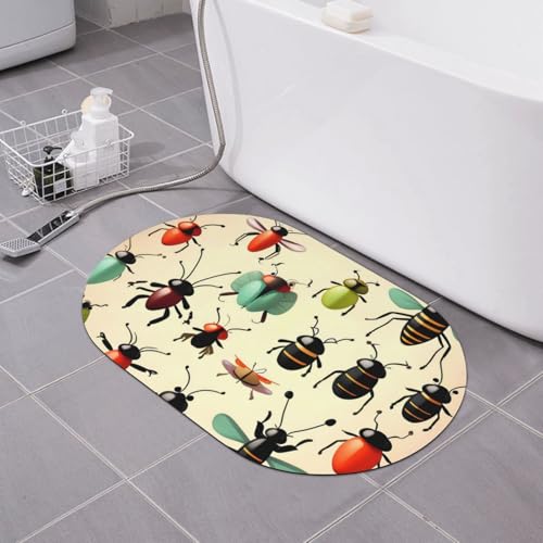 yuangjhop Cartoon Kleine Insekten Kieselalgen Schlamm Bodenmatte Badezimmer rutschfeste saugfähige Matte schnell trocknend desodorierend Badezimmer Fußmatte super dick weich Matte von yuangjhop