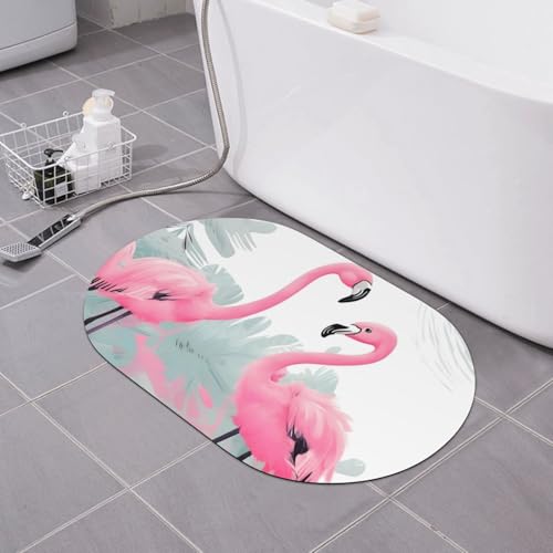 yuangjhop Fußmatte mit rosa Flamingo-Kieselalgen, rutschfest, saugfähig, schnell trocknend, desodorierend, Badezimmer-Fußmatte, super dick, weich von yuangjhop