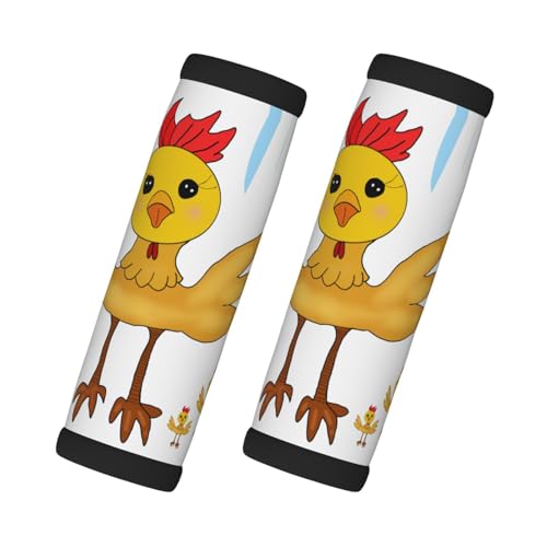 yuangjhop Hahn in The Square Gepäckgriffabdeckung, Gepäckkennzeichnung, weich, geeignet für Koffer, Trolleygriff, 2er-Pack, Gepäckanhänger, Reisezubehör, Geschenk, Logo von yuangjhop