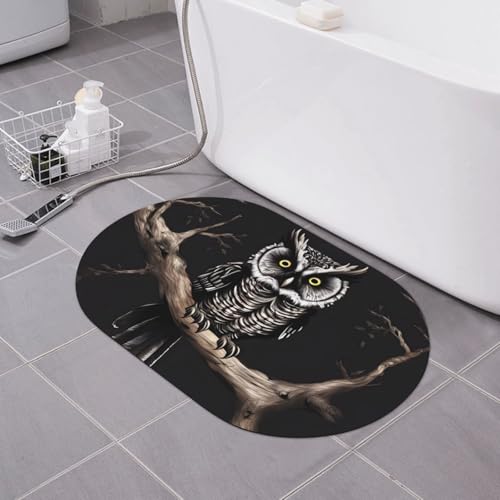 yuangjhop Late Night Eule Kieselalgen-Bodenmatte, Badezimmer, rutschfest, saugfähig, schnell trocknend, desodorierend, Badezimmer-Fußmatte, super dick, weich yuangjhop Late Night Eule Kieselalgen-Bodenmatte, Badezimmer, rutschfest, saugfähig, schnell trocknend, desodorierend, Badezimmer-Fußmatte, super dick, weich von yuangjhop