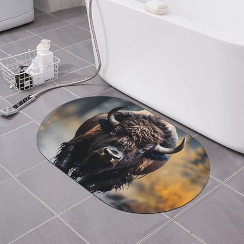 yuangjhop Nordamerikanische Bison Kieselalgen-Bodenmatte, Badezimmer, rutschfest, saugfähig, schnell trocknend, desodorierend, Badezimmer-Fußmatte, super dick, weich von yuangjhop
