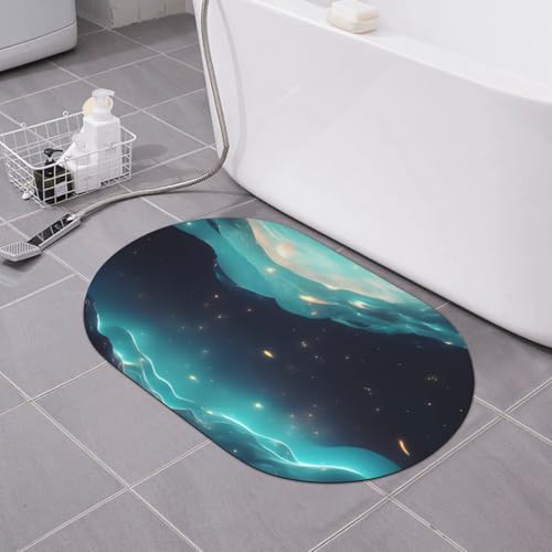 yuangjhop Science-Fiction-Sterne, Kieselalgen-Bodenmatte, Badezimmer, rutschfest, saugfähig, schnell trocknend, desodorierend, Badezimmer-Fußmatte, super dick, weich von yuangjhop