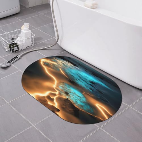 yuangjhop View Under The Moon Kieselalgen-Bodenmatte, rutschfest, saugfähig, schnell trocknend, desodorierend, Badezimmer-Fußmatte, super dick, weich von yuangjhop
