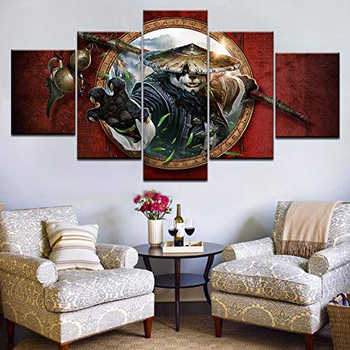 yuanjun Puzzle 5 TLG Kunstdruck Modern Wandbilder Design Tapete Bilder Drucke Leinwand Wandkunst Wohnkultur Gem?Lde Poster Mehrteilig XXL Cartoon Kung Fu Panda Malerei von yuanjun