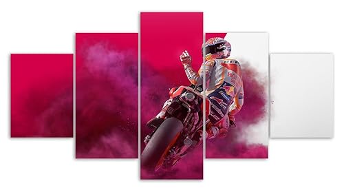 yuanjun Puzzle 5 TLG Kunstdruck Modern Wandbilder Design Tapete Eingerahmt Bilder Drucke Leinwand Wandkunst Wohnkultur Gem?Lde Poster Mehrteilig XXL Moto Gp Racing Fahrradliebhaber von yuanjun