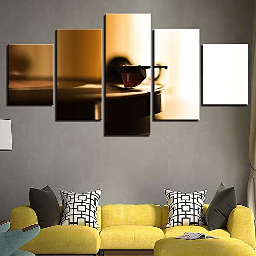 yuanjun Puzzle 5 TLG Kunstdruck Modern Wandbilder Design Tapete Eingerahmt Bilder Drucke Leinwand Wandkunst Wohnkultur Gem?Lde Poster Mehrteilig XXL Retro-Musik-Plattenspieler Poster von yuanjun