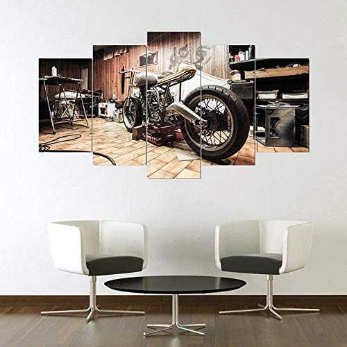 yuanjun Wanddekoration Design Wandbild 5 Teilig Premium Poster Stilvolles Set Mit Passenden Bilder Als Wohnzimmer Deko Leinwandbild Retro Motorrad Poster von yuanjun