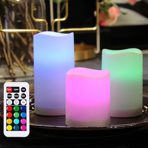 yucanucax Flammenloses LED-Kerzenlicht mit Fernbedienung, für den Innen- und Außenbereich, farbwechselnde Kunststoff-Kerzen, 3 Stück, 3 AAA-Batterien… yucanucax Flammenloses LED-Kerzenlicht mit Fernbedienung, für den Innen- und Außenbereich, farbwechselnde Kunststoff-Kerzen, 3 Stück, 3 AAA-Batterien… von yucanucax