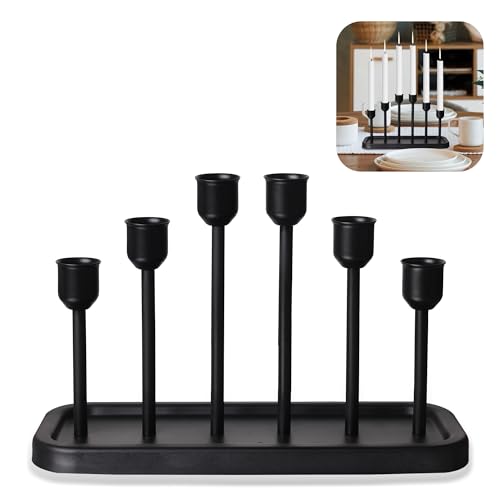 yucanucax Kerzenhalter aus Metall, schwarz, 6-armig, für Badezimmer, Esstisch, Heimdekoration, Kerzenständer von yucanucax