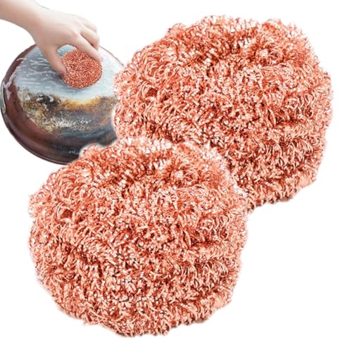 yuchdzexu Kupferdraht-Reinigungsball für die Küche, 2 Stück, Kupferdraht, Topfschrubber, Küchenscheuerpads, Geschirrspülschwamm für Töpfe, Pfannen, Spüle, Grill, Backofen, Badezimmer yuchdzexu Kupferdraht-Reinigungsball für die Küche, 2 Stück, Kupferdraht, Topfschrubber, Küchenscheuerpads, Geschirrspülschwamm für Töpfe, Pfannen, Spüle, Grill, Backofen, Badezimmer von yuchdzexu