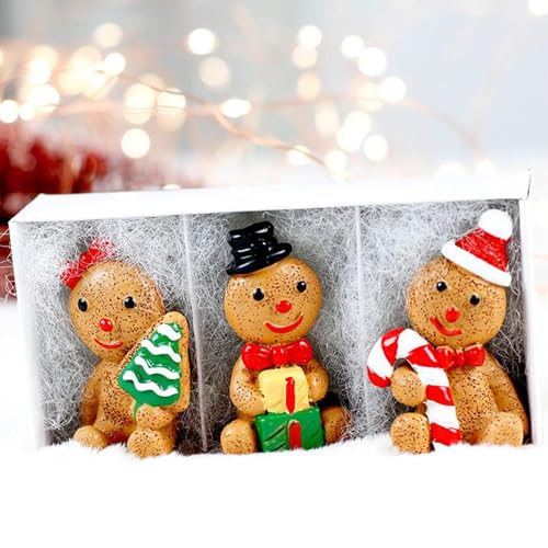 yuchdzexu Lebkuchenmann-Statue – Kaminsims Weihnachtsschmuck – Harzdekoration, Kunstskulptur für Tischregal, Zuhause, Innenbereich, Ferienzeit, Bonsai von yuchdzexu