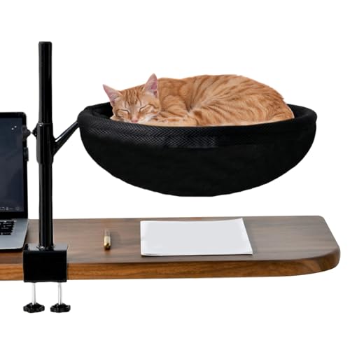 yuchdzexu Schreibtischnest Katzenbett – Schreibtisch-montiertes Katzenbett Hängematte – Haustierbedarf, um 360 Grad drehbare Möbel mit abnehmbarem waschbarem Bezug für die Arbeit, Zuhause von yuchdzexu