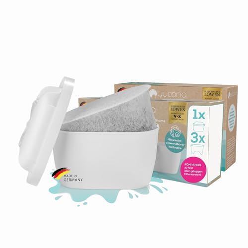 yucona® Filterkartuschen-Set, 6 Monate | Für Brita® Marella® Maxtra pro® | 96% weniger Plastik, Dank austauschbaren Aktivkohlefiltern aus Kokosnussschalen [Made in Germany] von yucona