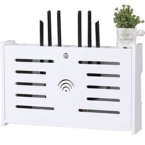 yudPinn Holz-Router-Aufbewahrungsbox, WiFi-Desktop-Aufbewahrungsregal, Kabel-/Netzstecker-Aufbewahrungsbox (D 49 x 9,5 x 30 cm) von yudPinn