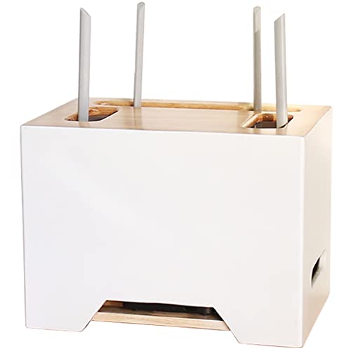 yudPinn Router-Aufbewahrungsbox, kabelloser WiFi-Aufbewahrungskoffer, Heim-Multimedia-Regal für schwache Ströme, dekorative Abschirmbox aus Holz (weiß 32 x 22 x 23 cm) von yudPinn