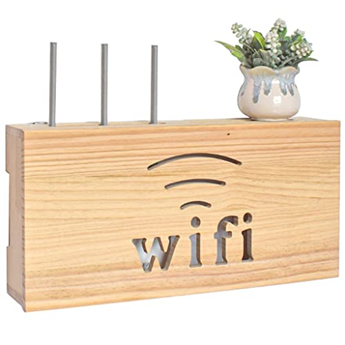 yudPinn Router-Regal, WiFi-Aufbewahrungsbox, Set-Top-Box für den Haushalt im Schlafzimmer, Finishing-Rack für Netzkabelbuchse (Beige 60 x 10 x 23,5 cm) von yudPinn
