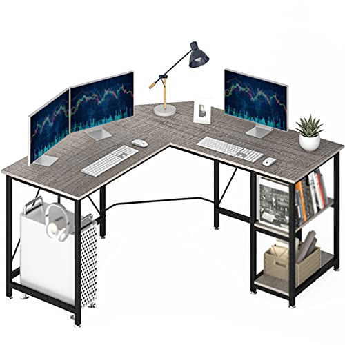 yudPinn Schreibtisch fürs Büro, Eckschreibtisch, Bücherregal, integrierter Computerspieltisch, platzsparend, industrieller 2-Personen-Schreibtisch für zu Hause von yudPinn