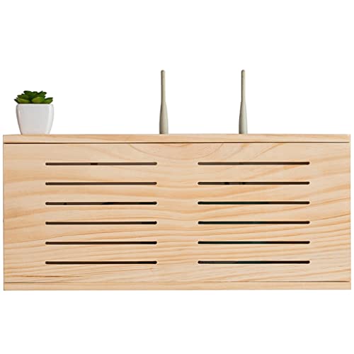 yudPinn Schwebendes Regal, Holzboxen für WLAN-Router, Wanddekoration, Aufbewahrung für TV-Set-Top-Boxen (Beige, 49 x 8 x 22 cm) von yudPinn