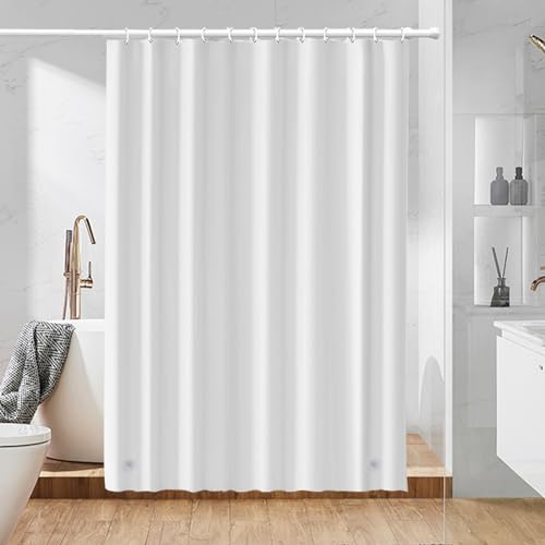 Badevorhang 180x180 cm, Anti-schimmel Wasserdicht Duschvorhang, Duschvorhänge Schnelltrocknend, Waschbar PEVA Shower Curtain mit 12 Duschvorhängeringen für Badewanne und Bad, Weiß von yue