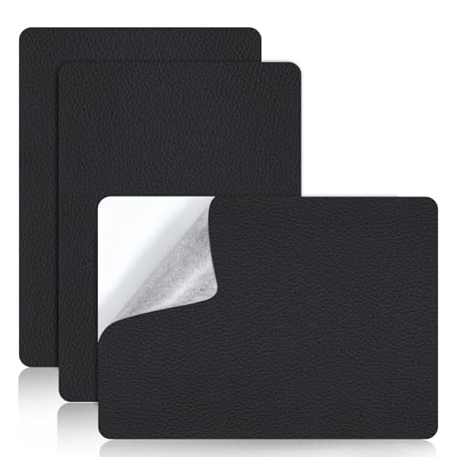 3 Stück Kunstleder Flicken Selbstklebend, 20 x 28 Leder Reparatur Patch, Lederflicken, Lederreparaturset für Autositze Sofas, Handtaschen, Taschen, Möbel (Schwarz) von yuejuhe