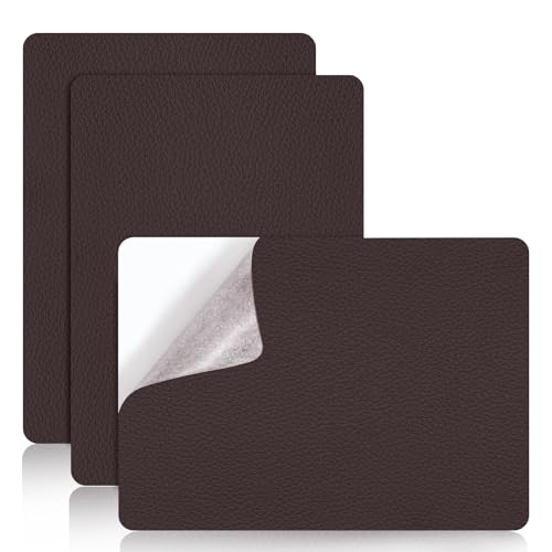 yuejuhe 3 Stück Kunstleder Flicken Selbstklebend, 20 x 28 Leder Reparatur Patch, Lederflicken, Lederreparaturset für Autositze Sofas, Handtaschen, Taschen, Möbel (Kaffee) von yuejuhe