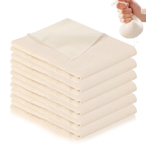 yuejuhe 6 stück Passiertuch 60x60cm, Käsetuch Filtertuch Siebtuch Filter aus Mulltücher, Reine Baumwolle Abseihtuch Bio, Cheesecloth zum Sieben von Tofu Saft (6,60 x 60 cm) von yuejuhe