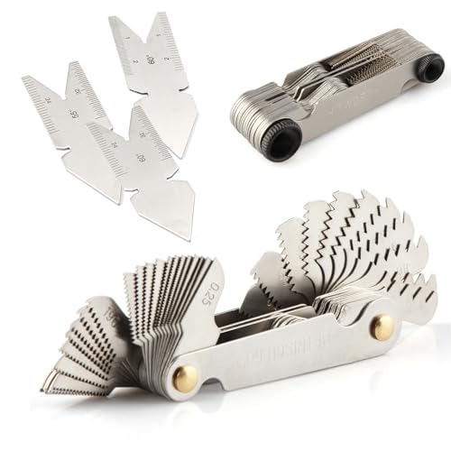 Yuentoen 58 Blätter Edelstahl Gewindelehre Set,Präzisions-Gewindelehre,Metrisch 60° + Whitworth 55° Center Gauge,Rohrgewinde Messwerkzeug für Drehmaschinen und Kfz-Werkstatt von yuentoen