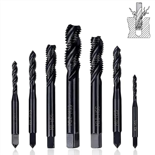 Yuentoen 7 Stück Handgewindebohrer,HSS 6542 Metrischer Gewindebohrer Satz,M3 M4 M5 M6 M8 M10 M12, Spiralgewindebohrer,Maschinengewindebohrer, Gewindeschneider Yuentoen 7 Stück Handgewindebohrer,HSS 6542 Metrischer Gewindebohrer Satz,M3 M4 M5 M6 M8 M10 M12, Spiralgewindebohrer,Maschinengewindebohrer, Gewindeschneider von yuentoen