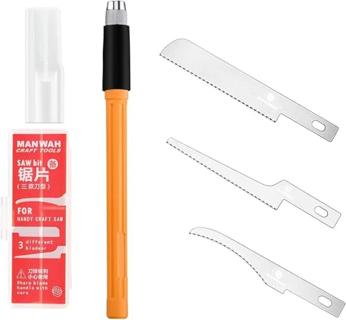 Yuentoen Mini Handsäge,Handstielsägen für Modellbau mit 3 Klingen für DIY Modellbau Messer Hobby Werkzeug Set für Metallsäge zum Handschneiden von yuentoen