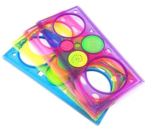 yueton 4 transparente Bunte Kunststoff abwaschbar Spirograph Zeichnen Malen Grafiken Schablonen Maßstab Vorlage-Sets für Kid Craft, Schule Projekt yueton 4 transparente Bunte Kunststoff abwaschbar Spirograph Zeichnen Malen Grafiken Schablonen Maßstab Vorlage-Sets für Kid Craft, Schule Projekt von yueton