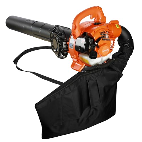 yulewiix 2-in-1-Schnurblattgebläse ， 2 Strich Handheldblattgebläse, gasantriebes Blattgebläse Dual-Purpose (Blasen und Absaugen) mit geraftem und gebogenem Blasrohr。 Orange von yulewiix