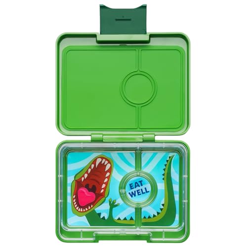 Yumbox Snack S Lunchbox (Jurassic Green) - kleine Brotdose mit 3 Fächern | Kinder Bento Box für Kindergarten - passt in den Schulranzen von yumbox