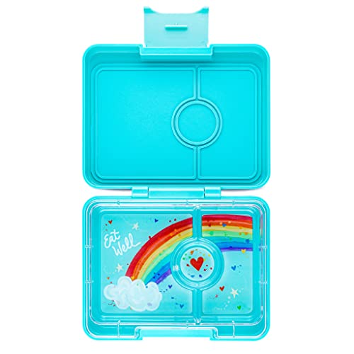 yumbox Misty Aqua Snackbox mit Regenbogen-Tablett – Bento-Box mit 3 Fächern, 6,7 x 5,1 x 1,8 cm, kinderfreundlich, gesunde Snacks, BPA-frei & leicht zu reinigen von yumbox