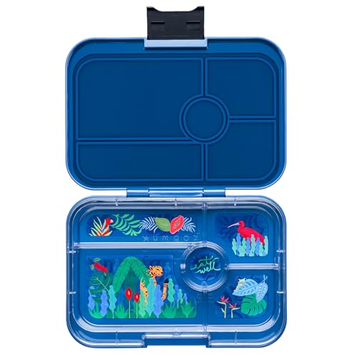 yumbox Tapas XL Brotdose, 5 Fächer Bento Box für Erwachsene und Jugendliche, unterteilte Brotdose, auslaufsichere separate Fächer (Monte Carlo Blau (Dschungeltablett) von yumbox