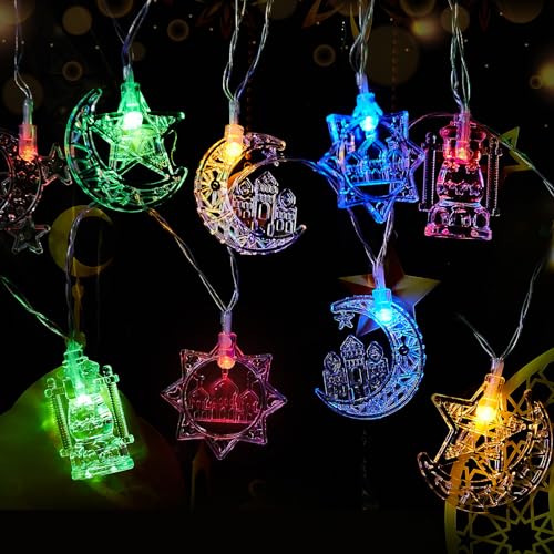 yumcute Eid Ramadan Lichterkette,3M 20LEDs Muslim Ramadan Lichterkette,Batteriebetrieben LED Eid Mubarak Islam Festival Deko Licht für Innen Außen Zuhause Garten von yumcute