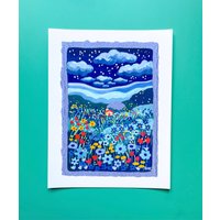 Ein Zuhause Für Müde Herzen | Kunstdruck Home Art Decor, Cottage Gouache Kunst, Bunte Illustration, Nachthimmel Ein Zuhause Für Müde Herzen | Kunstdruck Home Art Decor, Cottage Gouache Kunst, Bunte Illustration, Nachthimmel von yumiincolor