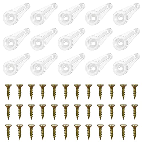 50 Paar Glashalter Clips Kit Glas Schrank Panel Clips mit Schrauben zur Befestigung Offset Klarglas Türhalter 4 mm Kunststoff Türen Clips Transparent Spiegel Clip Schrank Fenster Glas Halter von yuntop