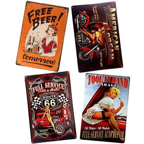 Vintage Full Service Pin Up Schilder Motorrad Garage Blechposter Route 66 Wandkunst (G) von yunuo