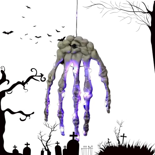 yupeuooe Beleuchtete Skeletthände Halloween – Terror-Schädel-Handrequisiten | LED-beleuchtetes gotisches Ornament für Halloween, Zuhause, Schlafzimmer, Innenhof, Wand, Hof, Rasen Display yupeuooe Beleuchtete Skeletthände Halloween – Terror-Schädel-Handrequisiten | LED-beleuchtetes gotisches Ornament für Halloween, Zuhause, Schlafzimmer, Innenhof, Wand, Hof, Rasen Display von yupeuooe