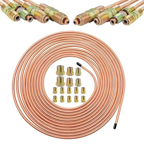 yupeuooe Kupfer Bremsleitung | 7,62m Bremsleitung Rolle Anschluss-Set | Rostfreie Flexible Leitung Mit Anschluss-Set Für Hydraulische Fahrzeugbremsen Und Übertragungssysteme yupeuooe Kupfer Bremsleitung | 7,62m Bremsleitung Rolle Anschluss-Set | Rostfreie Flexible Leitung Mit Anschluss-Set Für Hydraulische Fahrzeugbremsen Und Übertragungssysteme von yupeuooe