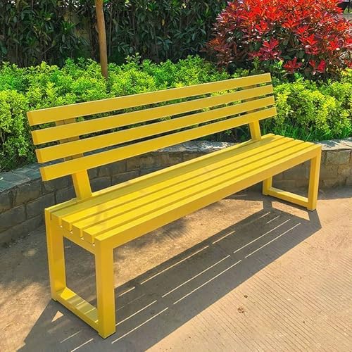 Gartenbank metall,Gartenbank Wetterfest,Park Bank, Sitzbank mit Lehne 2/3/4 Sitzer,Wasserdichtes Metall Wetterfest Robust Stabil Langlebig Gartenmöbel, für Garten Veranda Hof 100×40×85cm-Gelb von yurstcggh