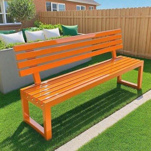 Gartenbank metall,Gartenbank Wetterfest,Park Bank, Sitzbank mit Lehne 2/3/4 Sitzer,Wasserdichtes Metall Wetterfest Robust Stabil Langlebig Gartenmöbel, für Garten Veranda Hof 100×40×85cm-Orange von yurstcggh