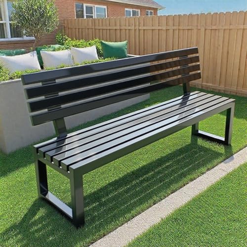 Gartenbank metall,Gartenbank Wetterfest,Park Bank, Sitzbank mit Lehne 2/3/4 Sitzer,Wasserdichtes Metall Wetterfest Robust Stabil Langlebig Gartenmöbel, für Garten Veranda Hof 100×40×85cm-Schwarz von yurstcggh