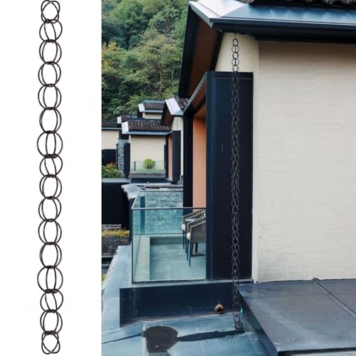 Japanische Regenkette,Die Besten Regenablaufkette für Starkregen,Kettenfallrohr für die Veranda des Pavillons,Regenwassersammelkette für Garten und Hof,Austausch des Abflussrohrs 1.8m(6ft) Braun von yurstcggh