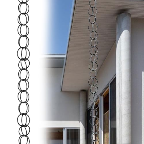 Japanische Regenkette,Die Besten Regenablaufkette für Starkregen,Kettenfallrohr für die Veranda des Pavillons,Regenwassersammelkette für Garten und Hof,Austausch des Abflussrohrs 4.5m(14.8ft) Schwarz von yurstcggh