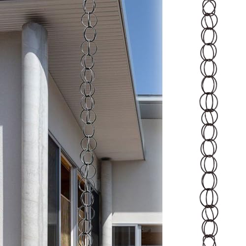 yurstcggh Dekorative Regenkette für den Garten,Regenwasserablaufkette an der Traufe,Dekorativer Ringwind Mit Haken,Doppelring-Regenkette aus Aluminiumlegierung,Effiziente Entwässerung 7m(23ft) Braun von yurstcggh